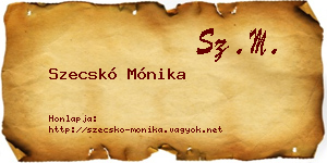 Szecskó Mónika névjegykártya
